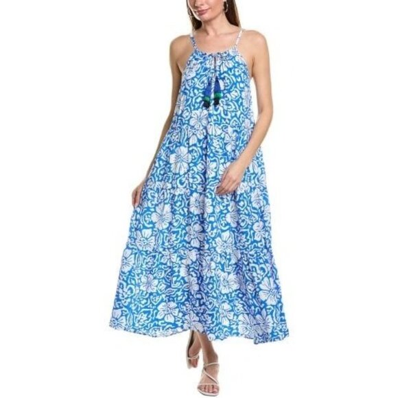 TOMMY BAHAMA Hibiscus Midi Dress In Blue size XS - Picture 1 of 8